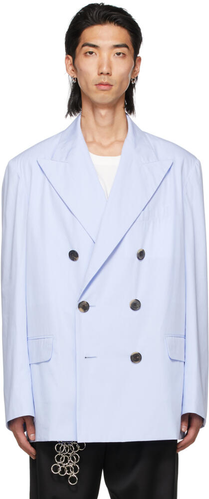 Dries Van Noten Blue Cotton Poplin Blazer Cover