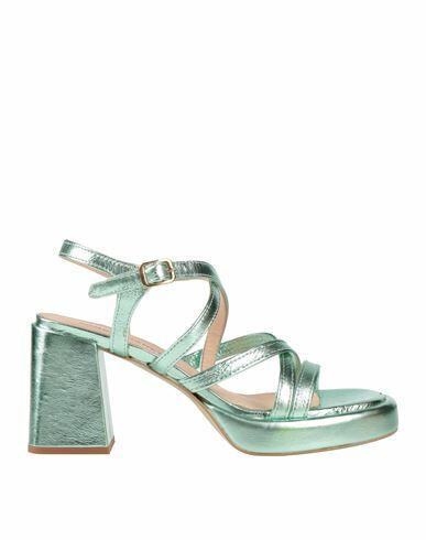 Janet & Janet Woman Sandals Light green Leather Cover