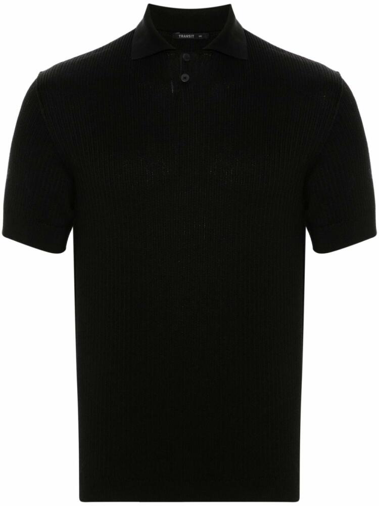 Transit ribbed-knit polo shirt - Black Cover