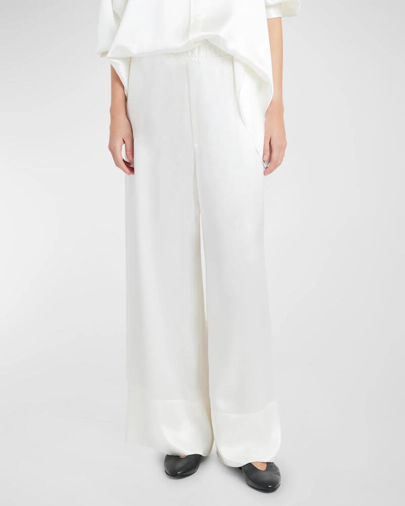 ARMARIUM Kay Mid-Rise Wide-Leg Silk Pull-On Pants Cover