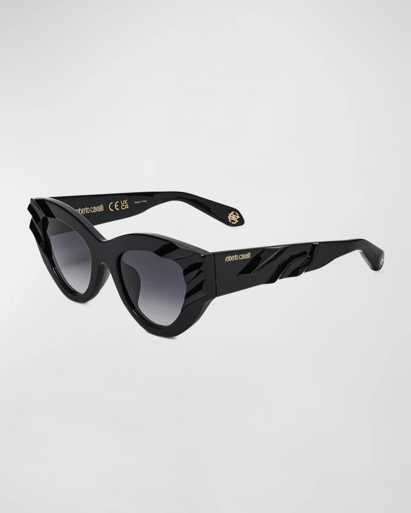 Roberto Cavalli Monochrome Striped Acetate Cat-Eye Sunglasses Cover