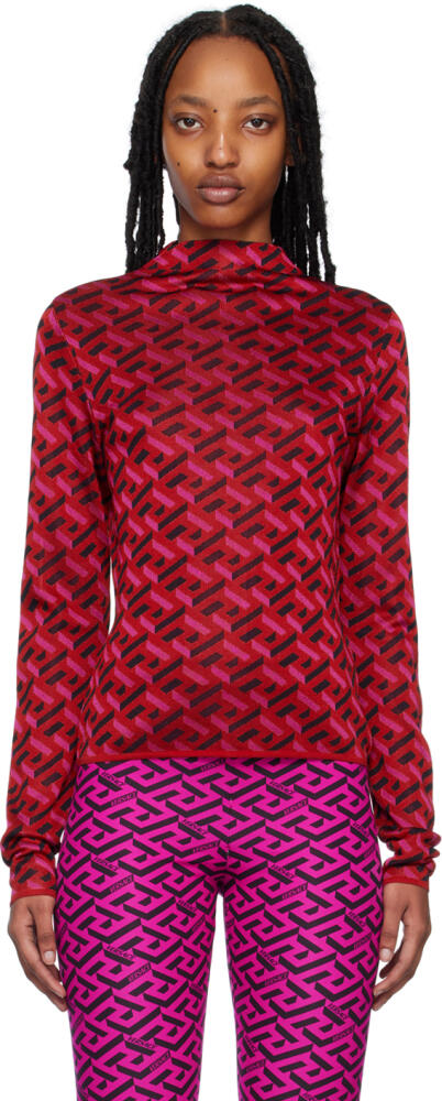 Versace Red 'La Greca' Sweater Cover