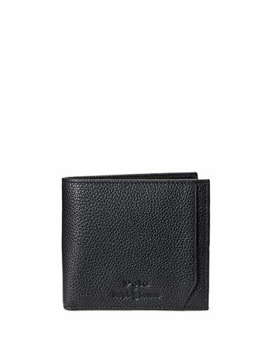 Polo Ralph Lauren Pebbled Leather Billfold Coin Wallet Man Wallet Black Cow leather Cover