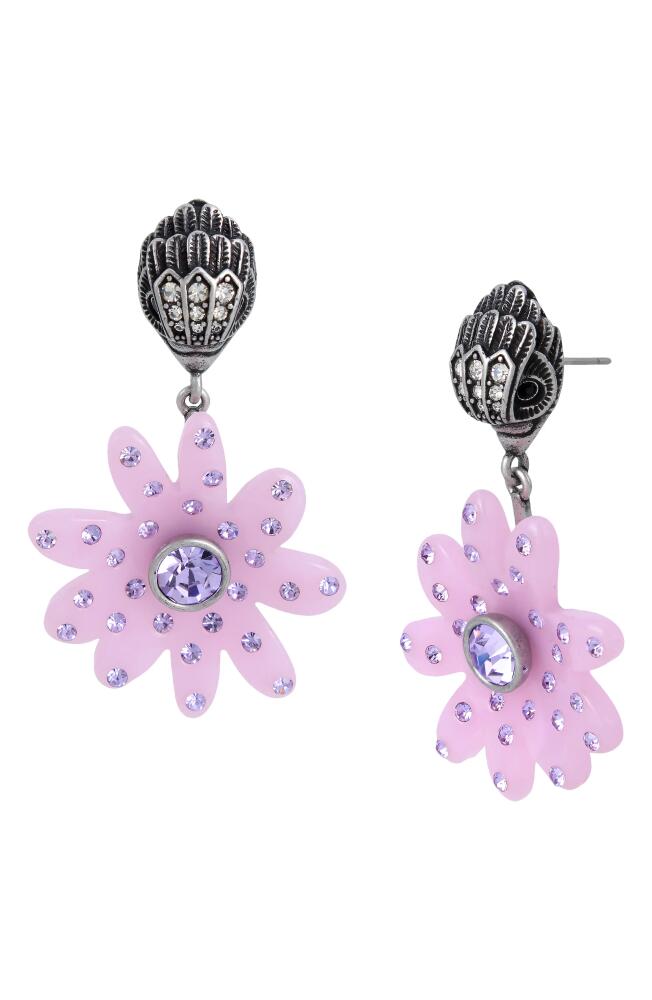 Kurt Geiger London Eagle and Daisy Drop Earrings in Lilac Pink Cover