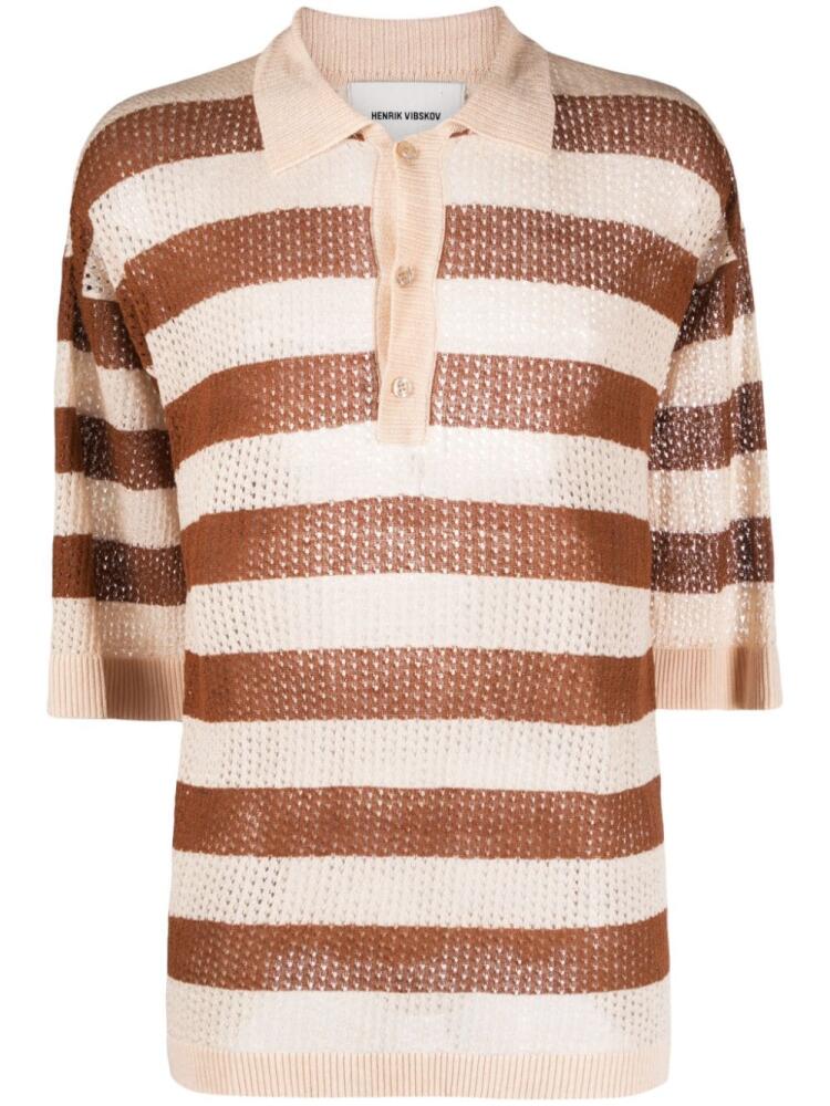 Henrik Vibskov Flax striped polo shirt - Neutrals Cover