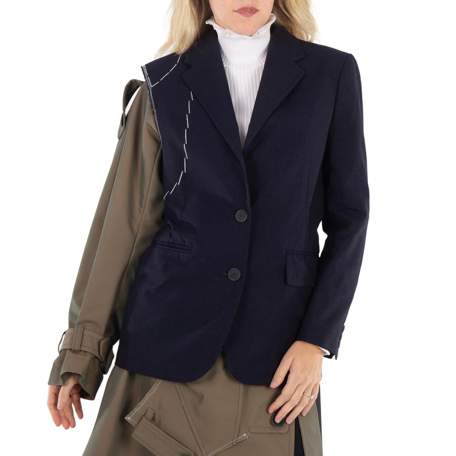 Kolor Ladies Navy Deconstructed Panelled Single-Breasted Blazer Cover