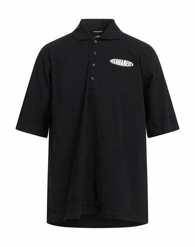 Dsquared2 Man Polo shirt Black Cotton Cover