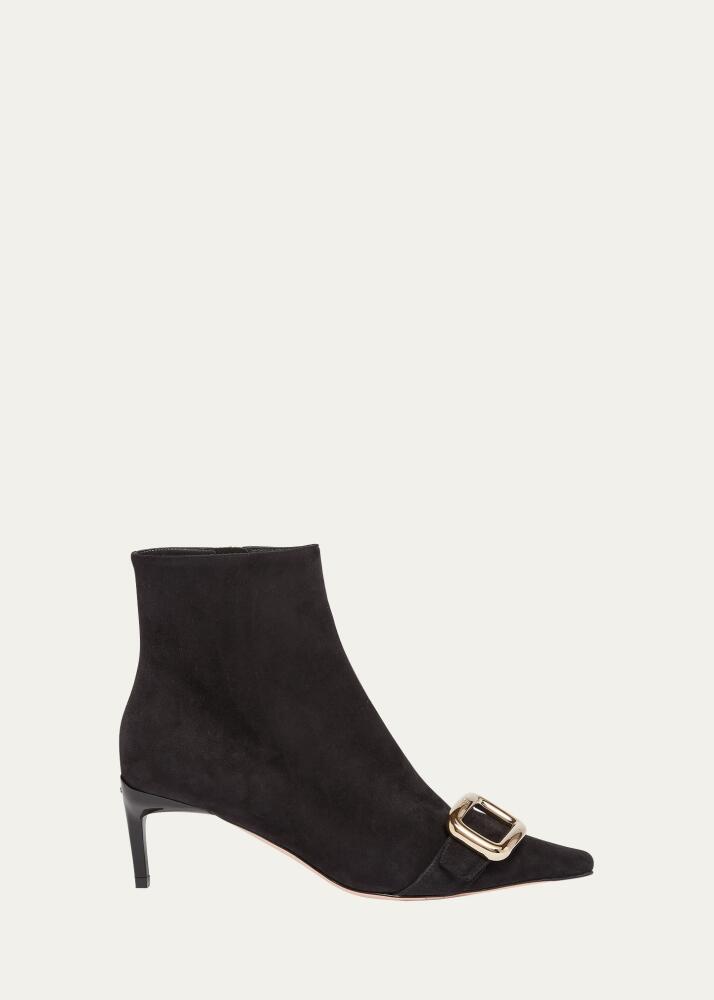 Roger Vivier Suede Buckle Ankle Booties Cover