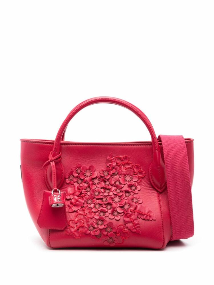 Ermanno Scervino floral-appliqué leather shoulder bag - Red Cover