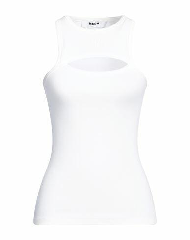 Msgm Woman Tank top White Cotton, Elastane Cover