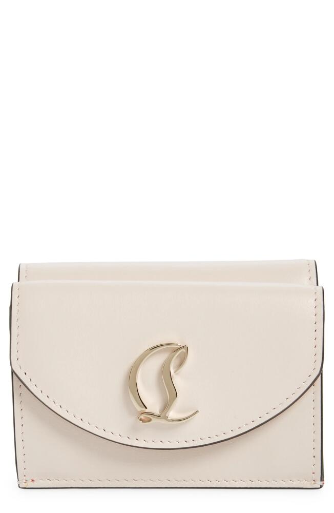 Christian Louboutin Loubi 54 Compact Leather Wallet in 5446 Leche/Gold Cover