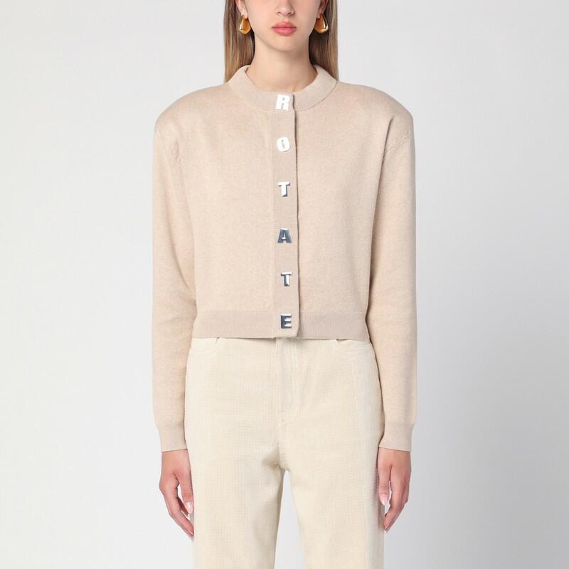 ROTATE Birger Christensen Cardigan with beige cotton shoulders Cover