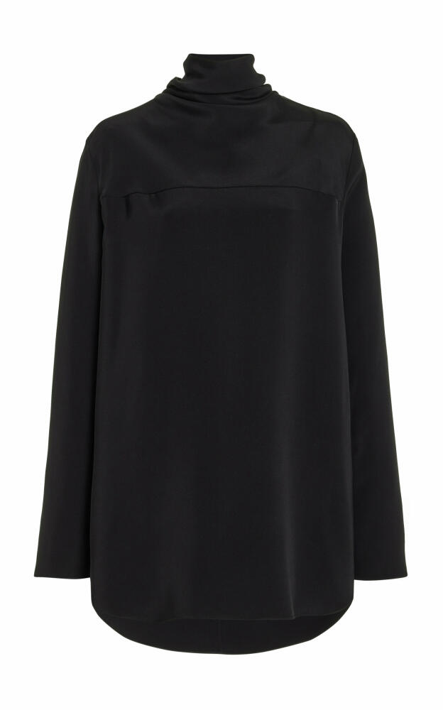 Brandon Maxwell - The Luna Draped Silk-Crepe Top - Black Cover