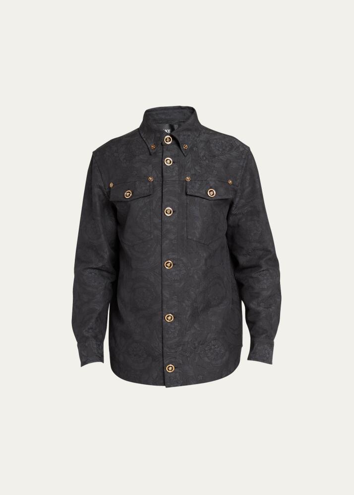 Versace Men's Tonal Barocco Jacquard Overshirt Cover