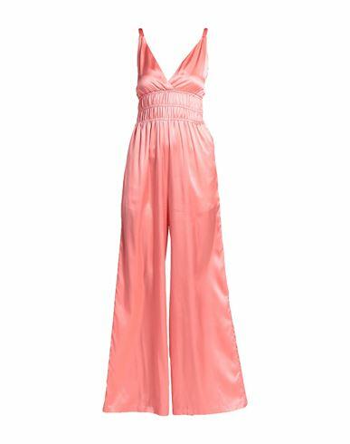 Semicouture Woman Jumpsuit Salmon pink Silk, Elastane Cover