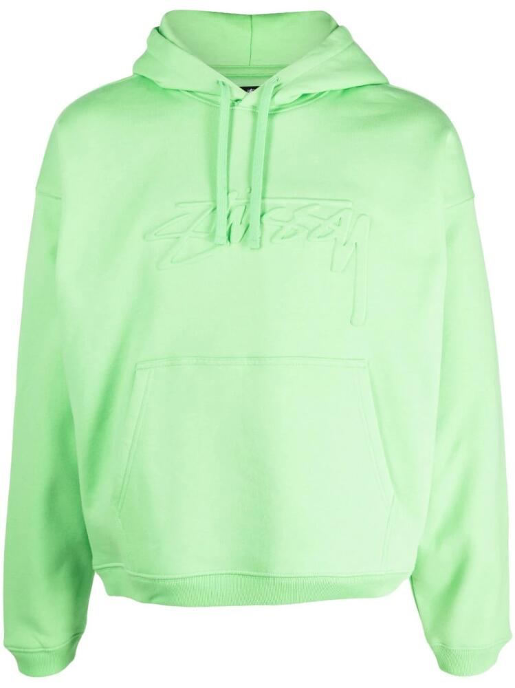 Stüssy embossed-logo cotton hoodie - Green Cover