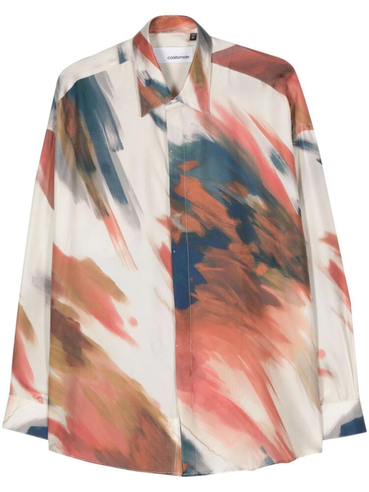 Costumein brush-stroke silk shirt - Neutrals Cover