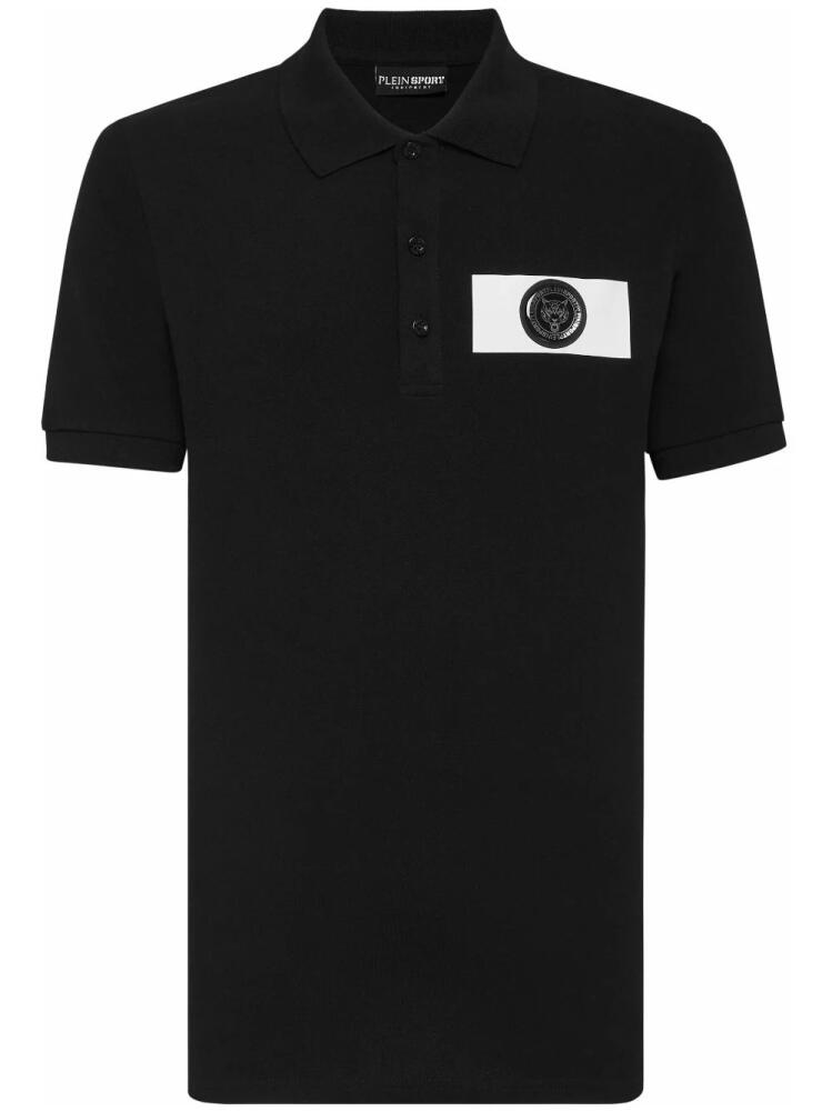 Plein Sport logo-patch cotton polo shirt - Black Cover