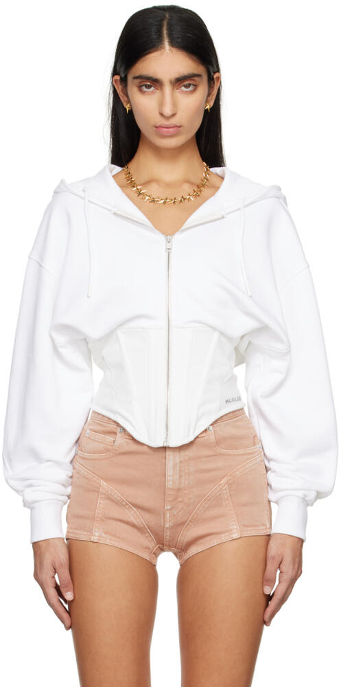 Mugler White Corseted Hoodie Cover