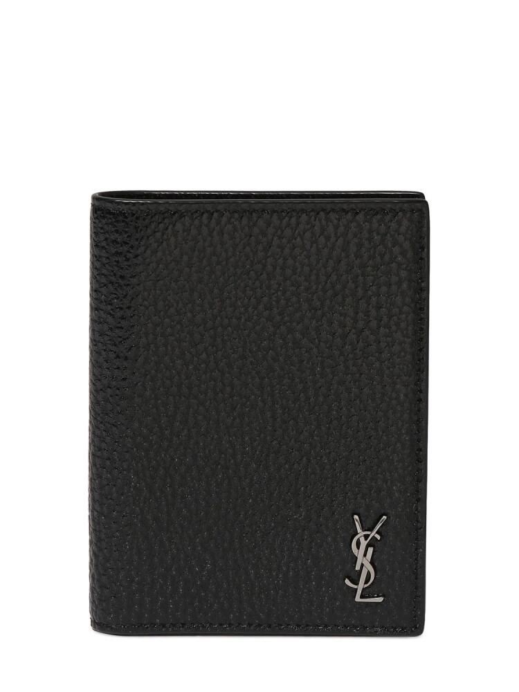 SAINT LAURENT Tiny Cassandre Leather Card Wallet Cover