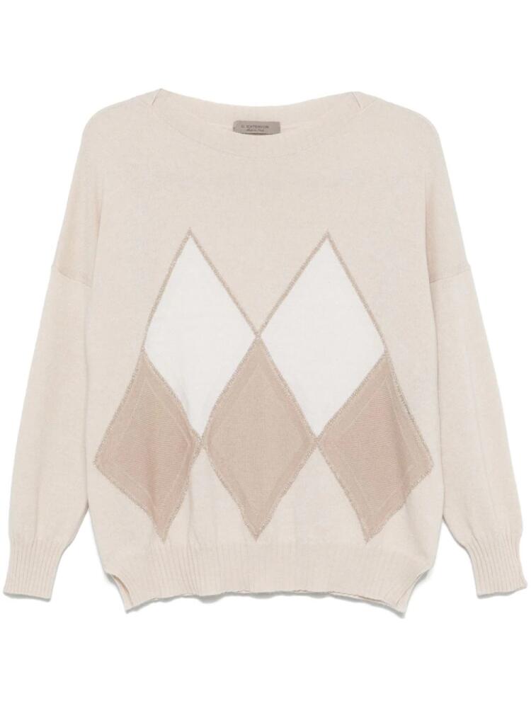 D.Exterior argyle-check sweater - Neutrals Cover