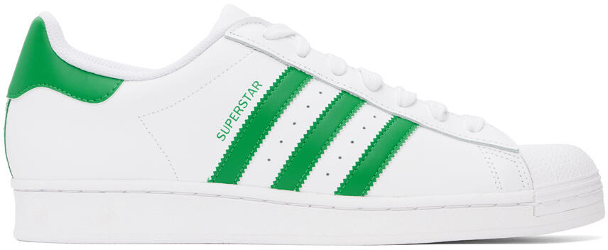 adidas Originals White & Green Superstar Sneakers Cover