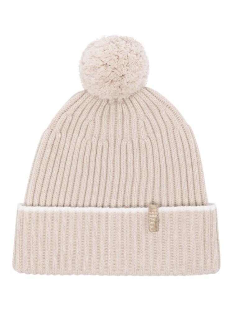 Brunello Cucinelli pompom-detail cashmere beanie - Neutrals Cover