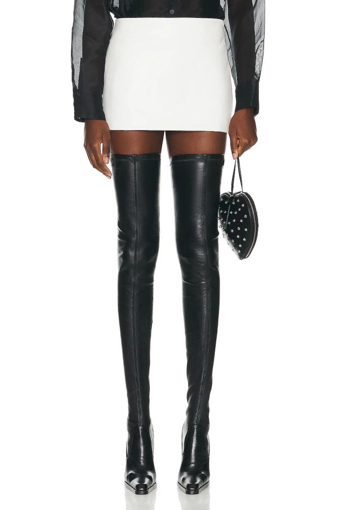 KHAITE Jett Leather Skirt in White Cover