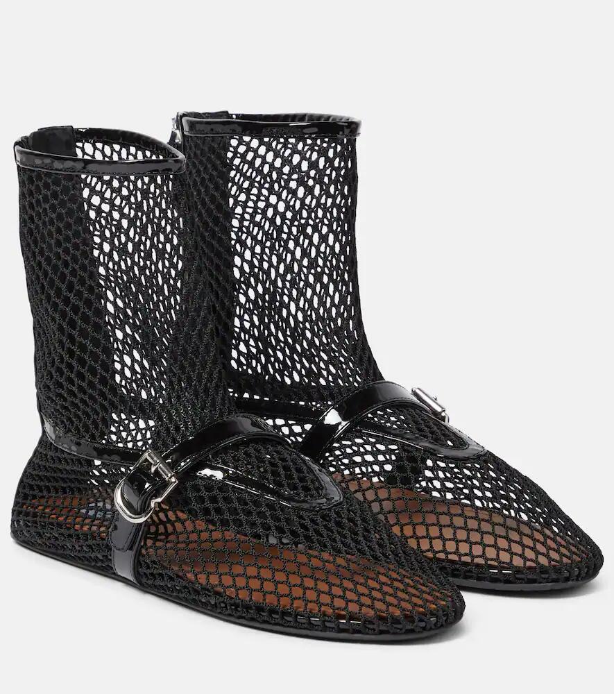 Alaïa Fishnet leather-trimmed ankle boots Cover