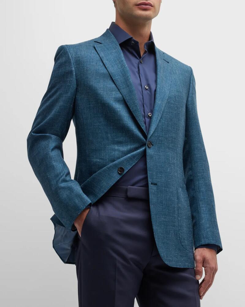 Brioni Men's Heathered Silk-Blend Blazer Cover