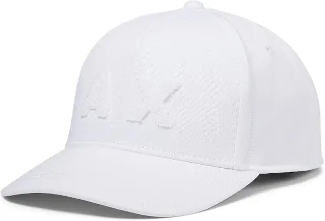 Armani Exchange Baseball Cap with Textured AX Logo (White) Traditional Hats Cover