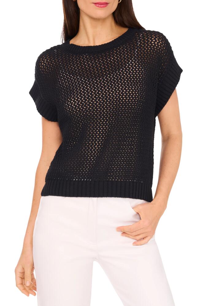 halogen(r) Open Stitch Cotton Crop Sweater Vest in Rich Black Cover