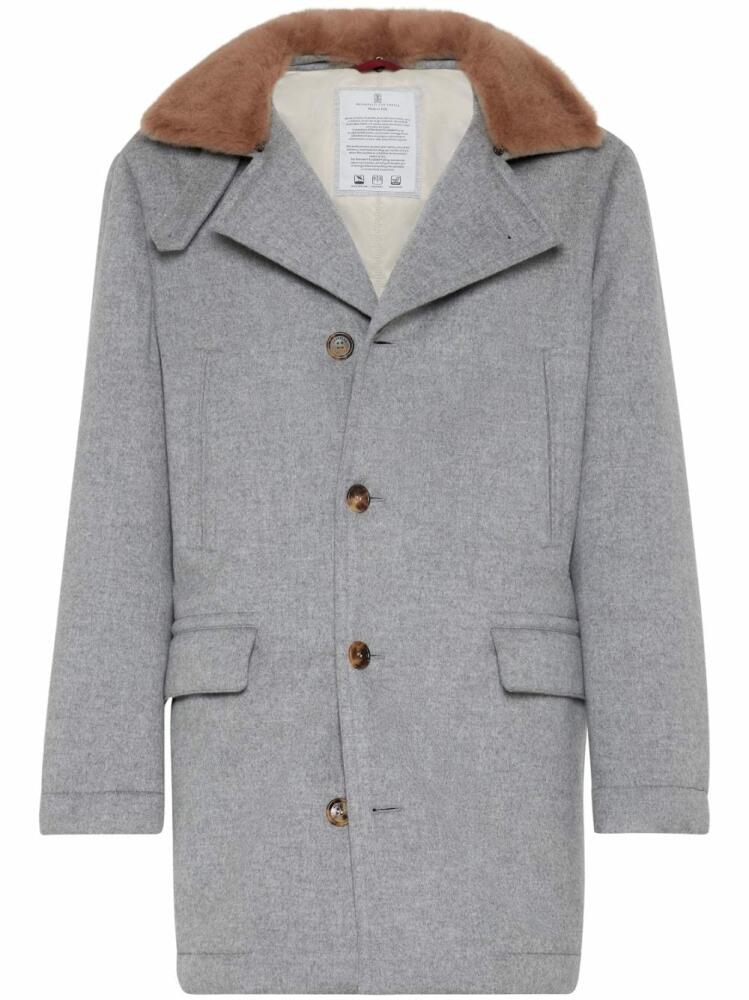 Brunello Cucinelli short cashmere coat - Grey Cover