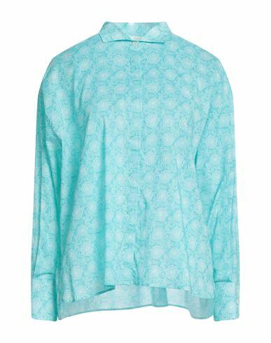 Fedeli Woman Shirt Turquoise Cotton, Elastane Cover