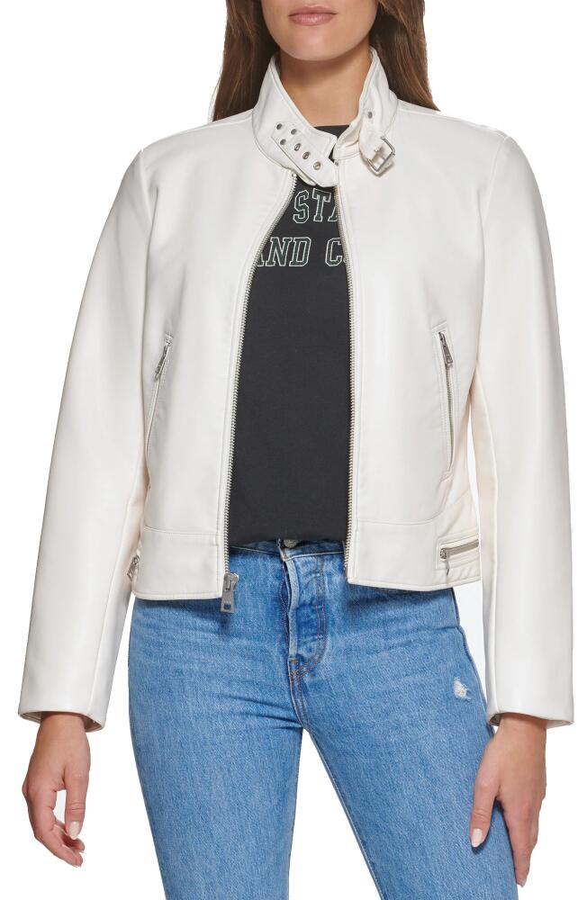 levi's Women's Faux Leather Racer Jacket in Oyster Cover