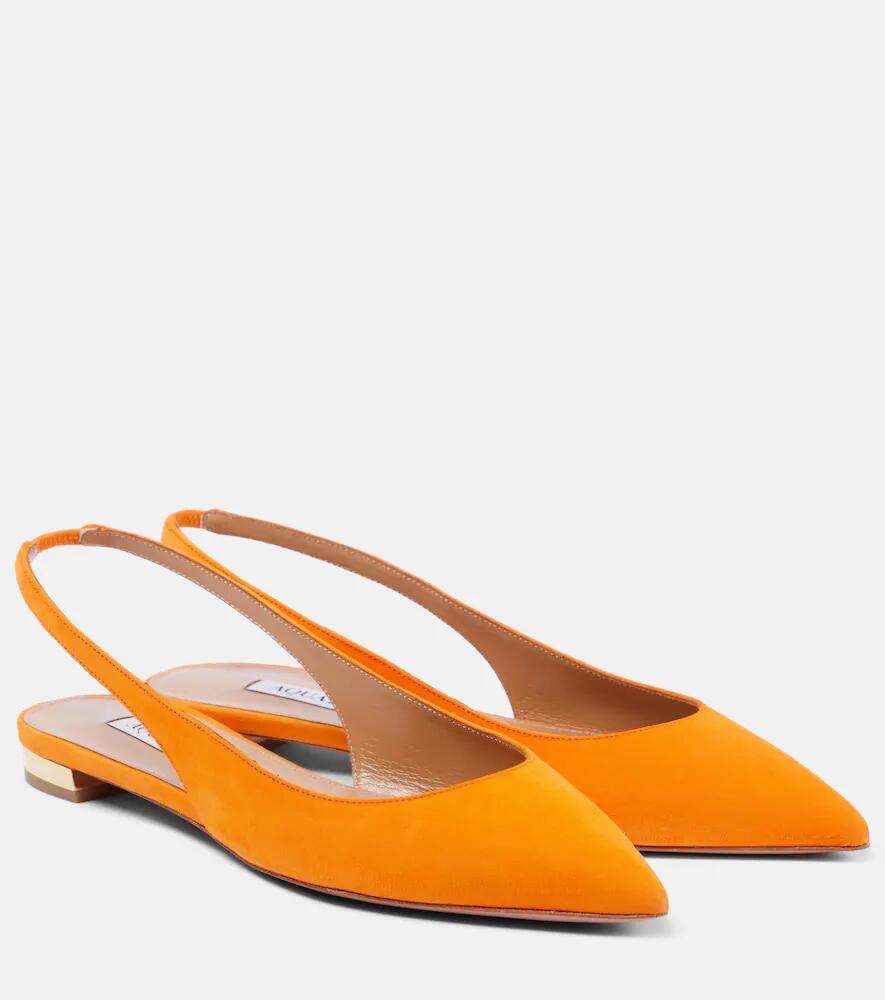 Aquazzura Purist suede slingback flats Cover