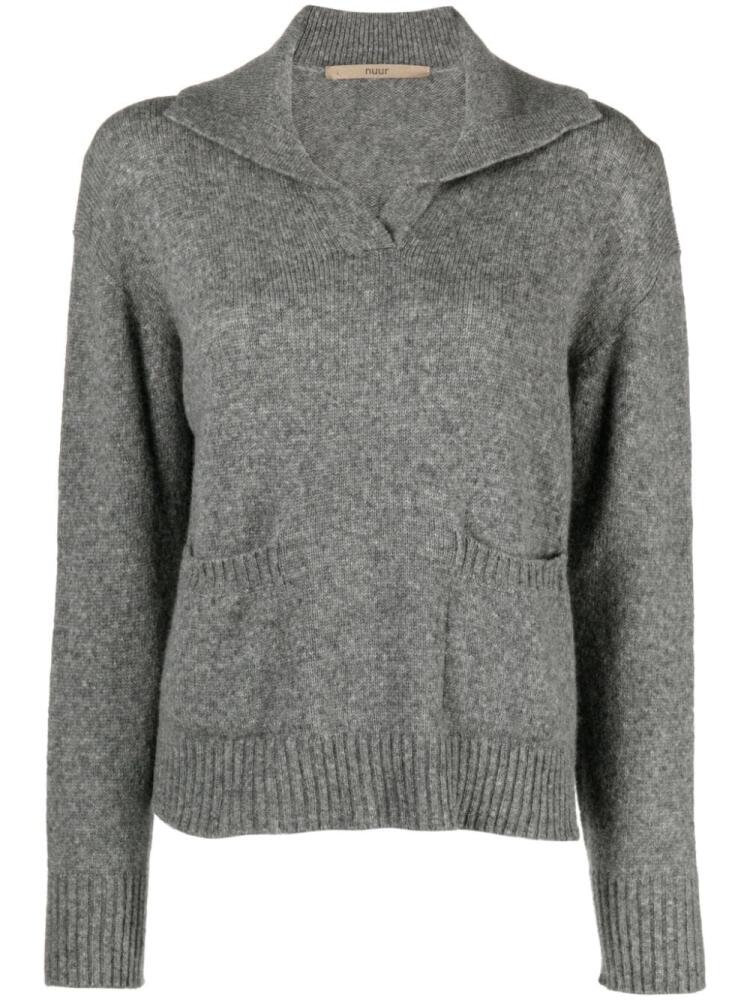 Nuur V-neck fine-knit jumper - Grey Cover