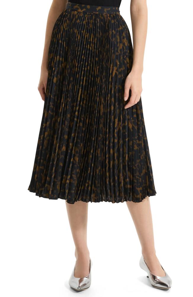 Theory Sunburst Pleated Midi Skirt in Dark Brown Multi Cover