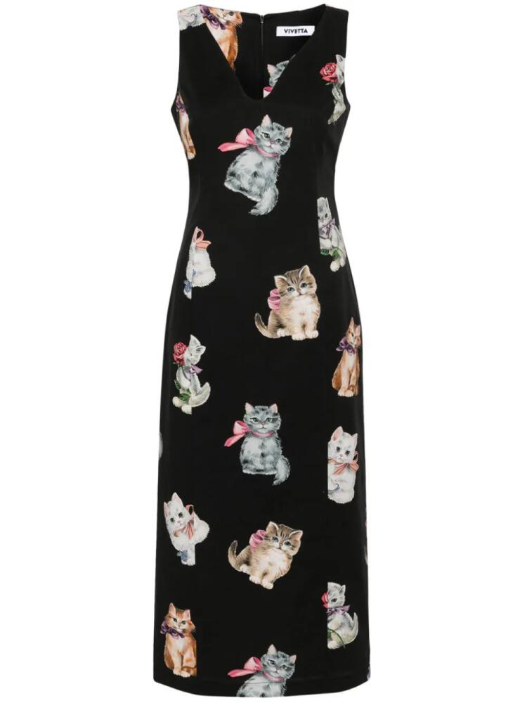 Vivetta cats-print midi dress - Black Cover