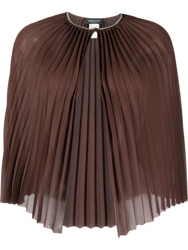 Fabiana Filippi fully-pleated button-fastening blouse - Brown Cover