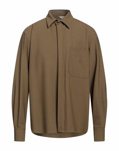 Grifoni Man Shirt Military green Polyester, Virgin Wool, Elastane Cover