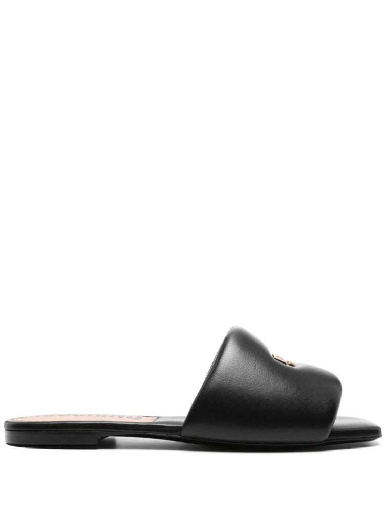 Moschino logo-plaque leather slides - Black Cover