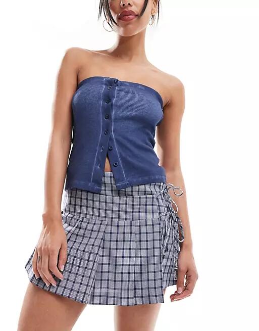 COLLUSION wrap mini kilt in blue plaid Cover