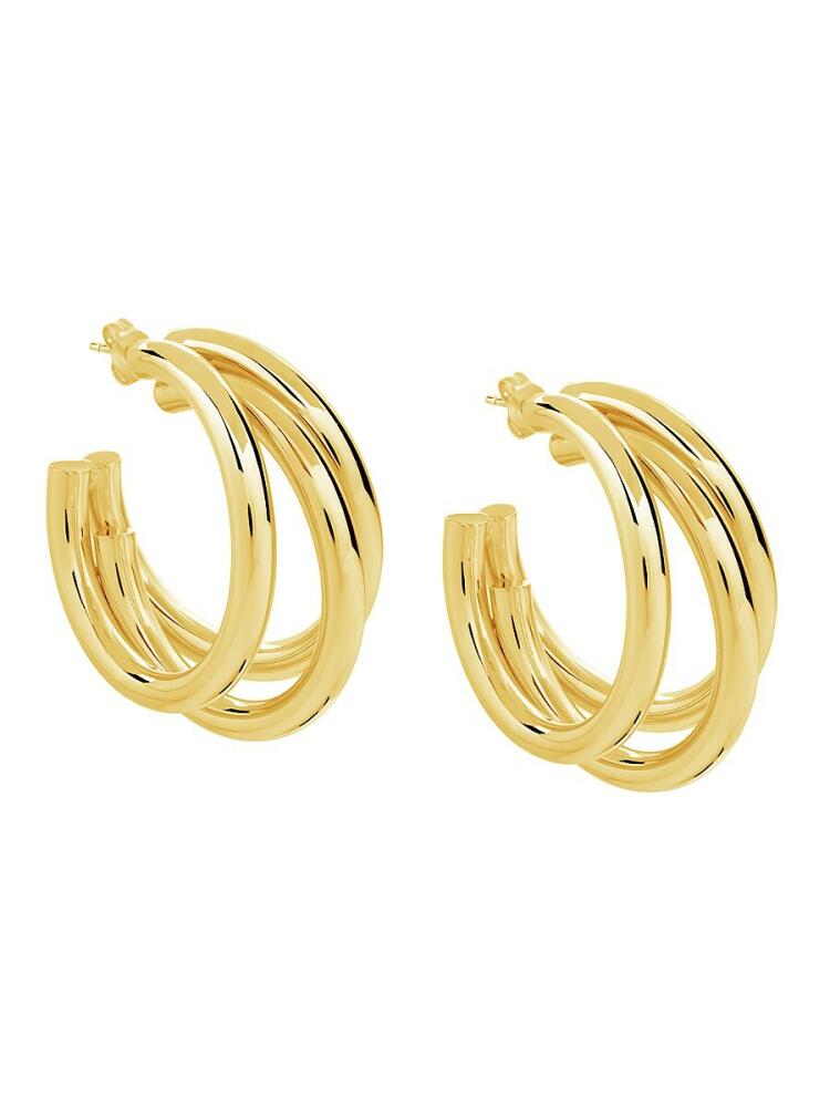 Sterling Forever Women's Michaela Triple Half Hoop Earrings - Gold Cover