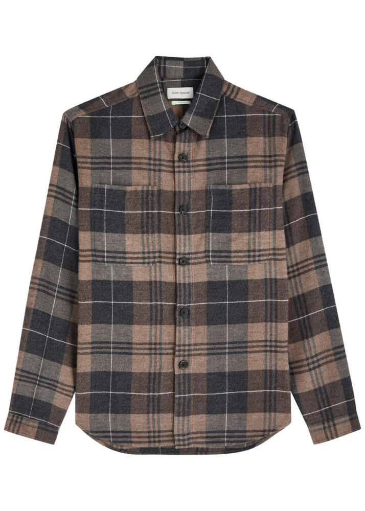 Oliver Spencer Treviscoe Checked Flannel Shirt - Brown Cover