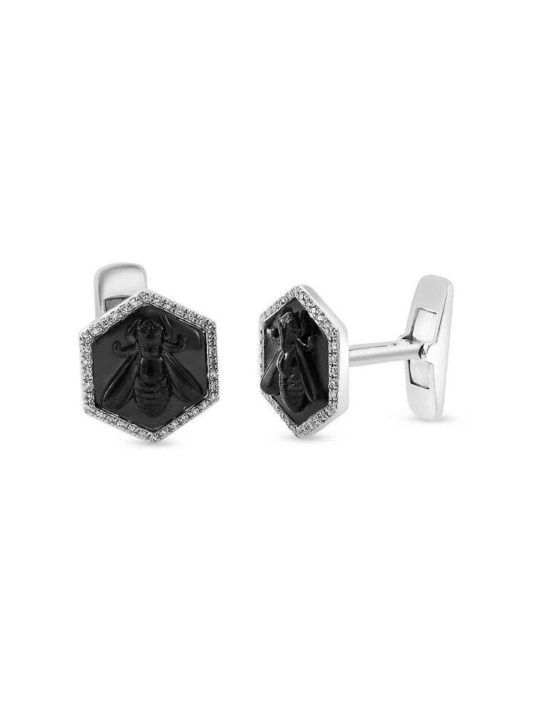 Effy Men's Sterling Silver, Rhodium & Diamond Hexgonal Cufflinks Cover