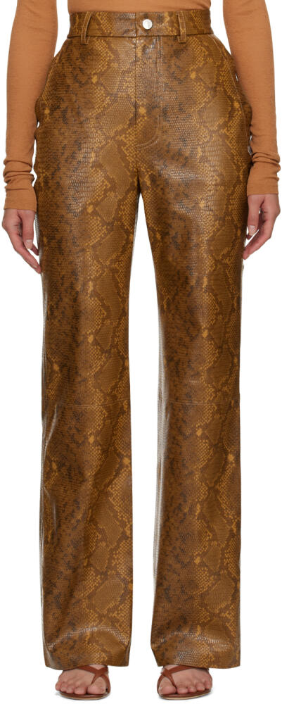 Nanushka Brown Philine Faux-Leather Trousers Cover