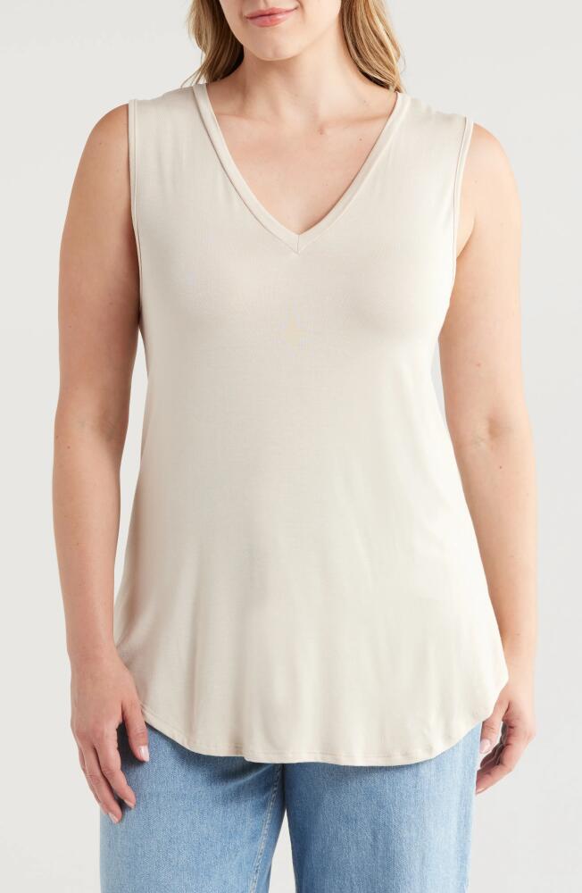 24seven Comfort Apparel V-Neck Jersey Tank in Beige Cover