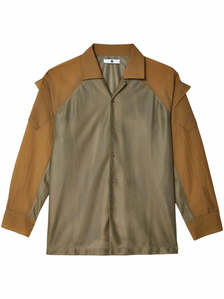 Olly Shinder panelled-design notched-lapels shirt - Brown Cover