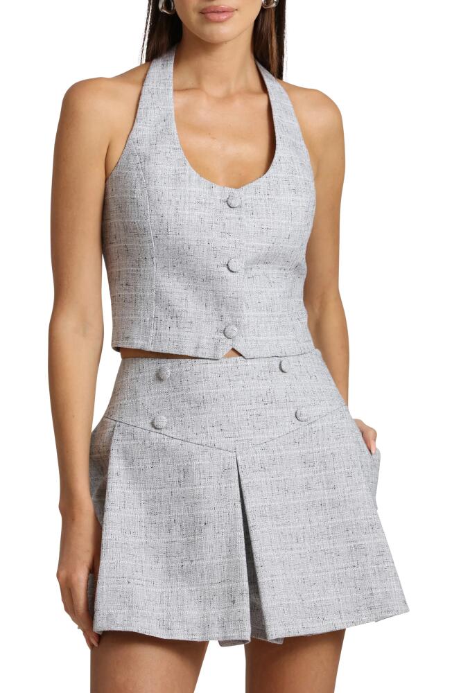 Avec Les Filles Halter Crop Tweed Vest in Navy Cover